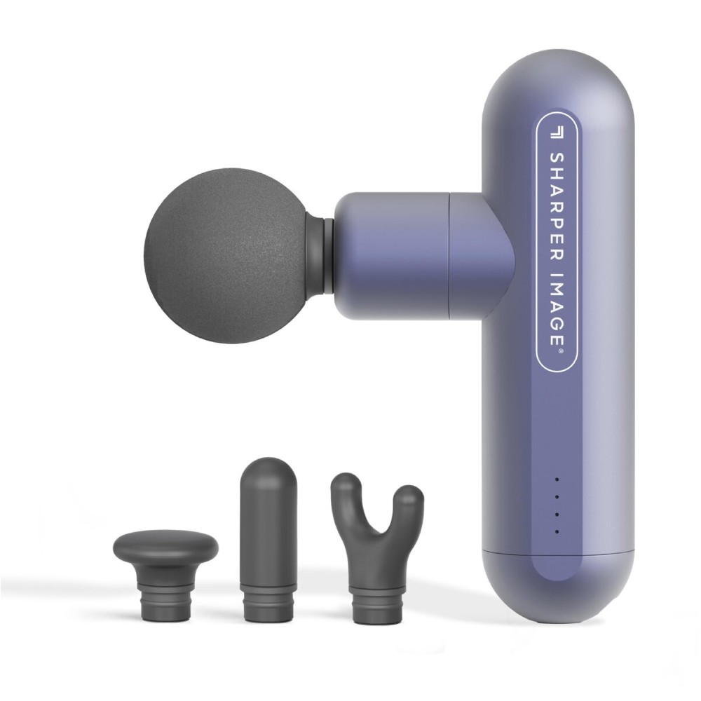 Sharper Image Powerboost Move - Mini Percussion Massage Gun| 4 Attachments, 4 Speeds, FSA Eligible| Full Body Back & Shoulder Massager| Deep Tissue Muscle Recovery| Portable Pain Relief Massage Tool