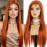 ANDRIA Lace Front Wigs Straight Hair Glueless Lace Wigs Synthetic Long Silk Straight Natural Wig Heat Resistant Fiber Hair Orange Ginger Wig With Baby Hair For Black Women 24 Inches