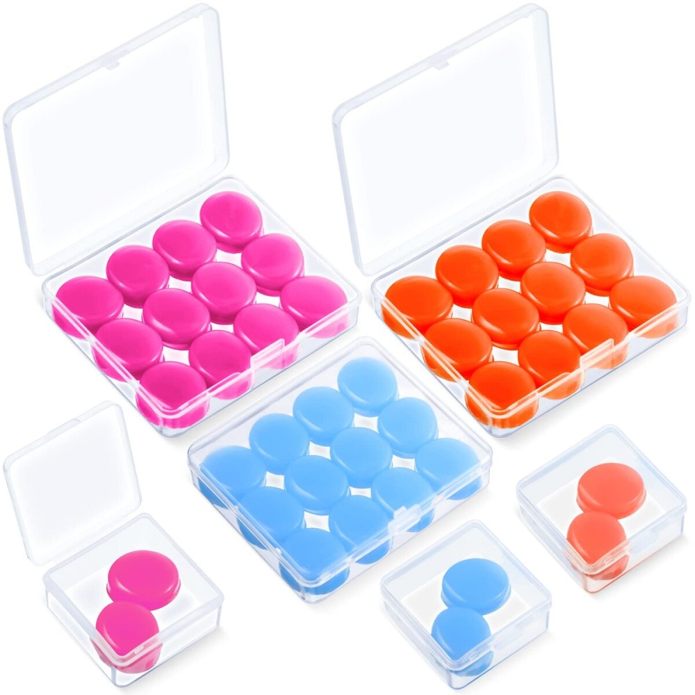 Frienda 21 Pairs Ear Plugs for Sleeping Reusable Moldable Silicone Earplugs Soft Noise Cancelling Earplugs Sound Blocking Ear Plugs with Case for Swimming Concert 32dB NRR (Blue, Orange, Rose Red)