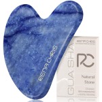 Rena Chris Gua Sha Facial Tools: Natural Blue Aventurine Guasha Tool for Face Acupuncture Therapy, Facial Massager for Jawline Sculpting and Puffiness Reducing (Blue)
