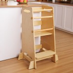 Kitchen Step Stool for Toddlers,Wiifo Adjustable Height Kids Learning Stool, Toddler Standing Tower(Natural)