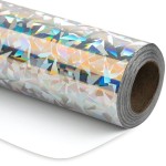 RUSPEPA Silver Geometric Pattern Colorful Metallic Wrapping Paper - Solid Color Paper Perfect for Wedding, Birthday, Christmas, Baby Shower - 30 Inches x 100 Feet