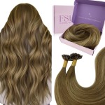 Fshine Keratin U Tip Hair Extensions Real Human Hair, 4/24/4 Remy and Invisible Hot Fusion 14 Inch 50 g, Adds Bright Volume and Length, Perfect for Party Birthday Prom Hairstyles Blends