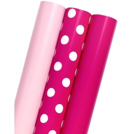 MAYPLUSS Girl Gift Wrapping Paper Roll - 17In x 120In Per Roll - Girly Pastel Pink, Hot Pink Dot Engagement Gift Wrap Paper for Party, Wedding, Women Birthday, Valentine\'s Day, Baby Shower, Christmas