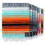 Benevolence LA Authentic Handwoven Mexican Blanket | Yoga Blankets, Outdoor, Picnic, Beach, Camping | Equestrian Saddle | Serape 50x70 inches - Bright Mandarin, Pack of 1