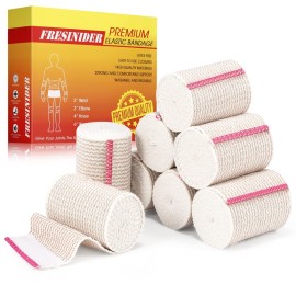 FRESINIDER Premium Elastic Bandage Wrap, 8 Pack 3 Cotton Latex Free Compression Bandage Wrap with Touch Closure at Both Ends, Support & First Aid for Sports, Medical, and Injury Recovery