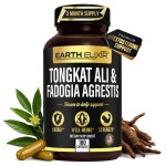 Earth Elixir Fadogia Agrestis & Tongkat Ali for Men & Woman - Natural Testosterone Supplement for Men - Made in USA & 3rd Party Tested - Strength, Energy & Vitality - Longjack - 3 Month Supply