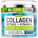 Collagen Cream for Face with Retinol & Hyaluronic Acid - Face Moisturizer for Women & Men - Skin Tightening & Firming - Anti Aging Daily Face Moisturizer in an Airless Pump - Intense Hydration - 1.7oz