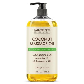 MAJESTIC PURE Coconut Massage Oil for Massage Therapy - Refreshing, and Relaxing - Natural Oils - for All Skin Types - Men and Women - 8 fl oz