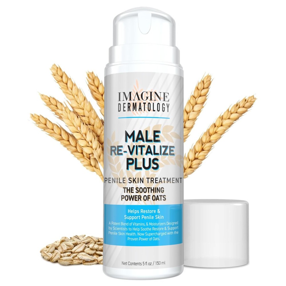 Imagine Dermatology Male Re-Vitalize PLUS - Oats Penile Health Cream for Men - Relieve, Restore and Support Skin - Moisturizer Penile Lotion - Large Value Size (5fl oz/150ml)