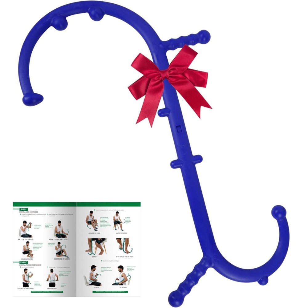 Shrdaepe Massage Trigger Point Cane, Body Deep Tissue, Handheld Back, Neck, Shoulder, Leg and Feet Massager Rod, Muscle Release Tool Self Massage Hook Cane Gifts for Women & Men, Blue