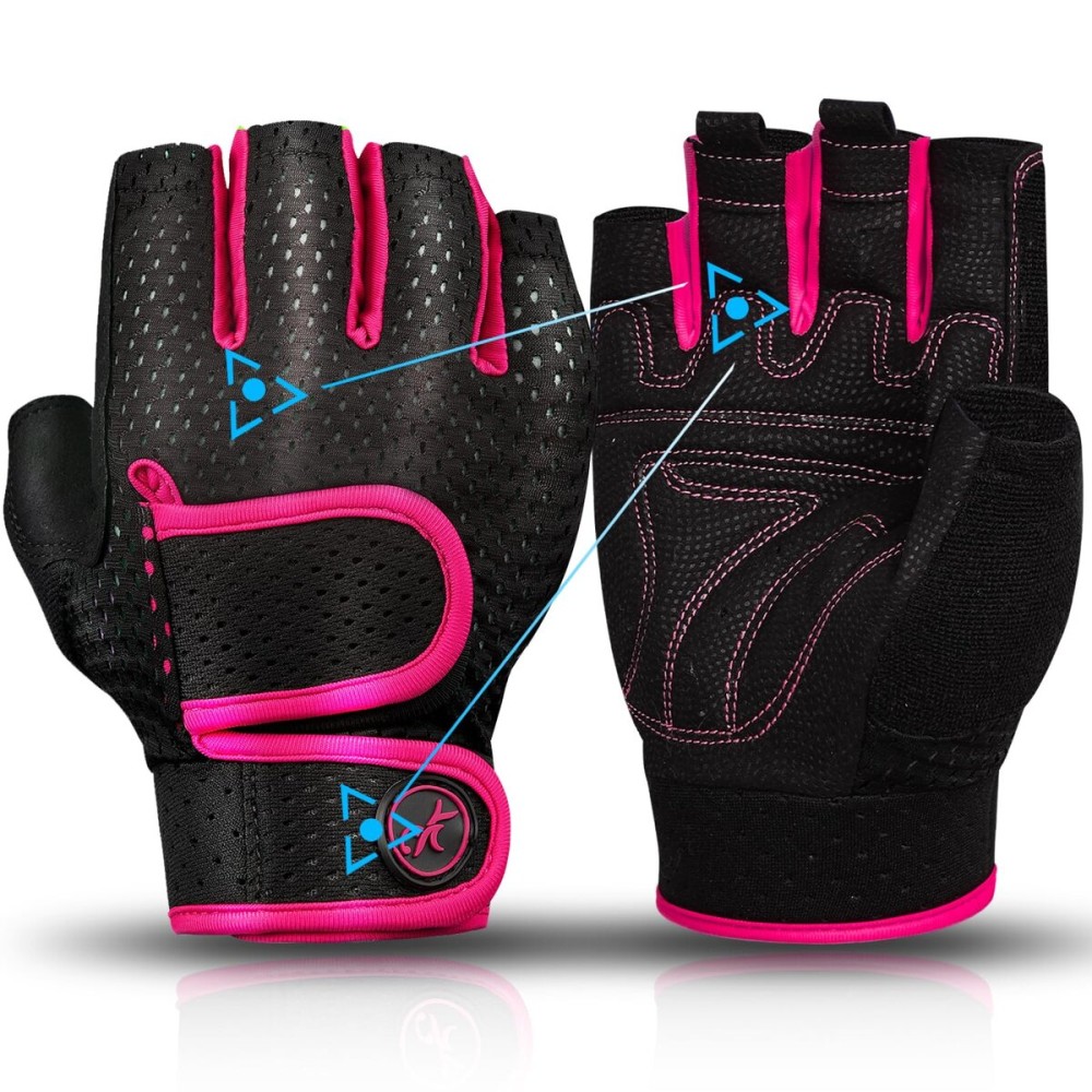 MOREOK Workout Gloves Padded Weight Lifting Gloves for Men/Women Pink-XS