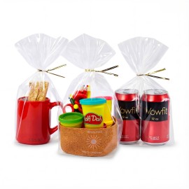 Wowfit 50 CT 8x12 Inch Clear Flat Cellophane Treat Bags with 6 Gold Twist Ties, Cello Packaging for Mugs, Dessert, Muffins, Party Favors and Gift Wrapping