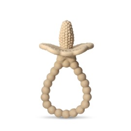 RaZbaby RaZberry Plus Baby Teether - Easy-to-Hold Toy for Front & Back Teething Relief, BerryBumps Texture for Sensory Development, Soothes Sore Gums, BPA-Free, Great Gift for Babies 3M+ - Tan