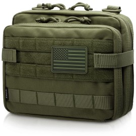 WYNEX Tactical Large Admin Pouch of Double Layer Design, Molle EDC EMT Utility Pouch with Map Sleeve Modular Tool Pouch Large Capacity Flag Patch Included
