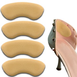 Dr. Foots Heel Grips for Men and Women, Self-Adhesive Heel Cushion Inserts Prevent Heel Slipping, Rubbing, Blisters, Foot Pain, and Improve Shoe Fit - 2 Pairs(Khaki)