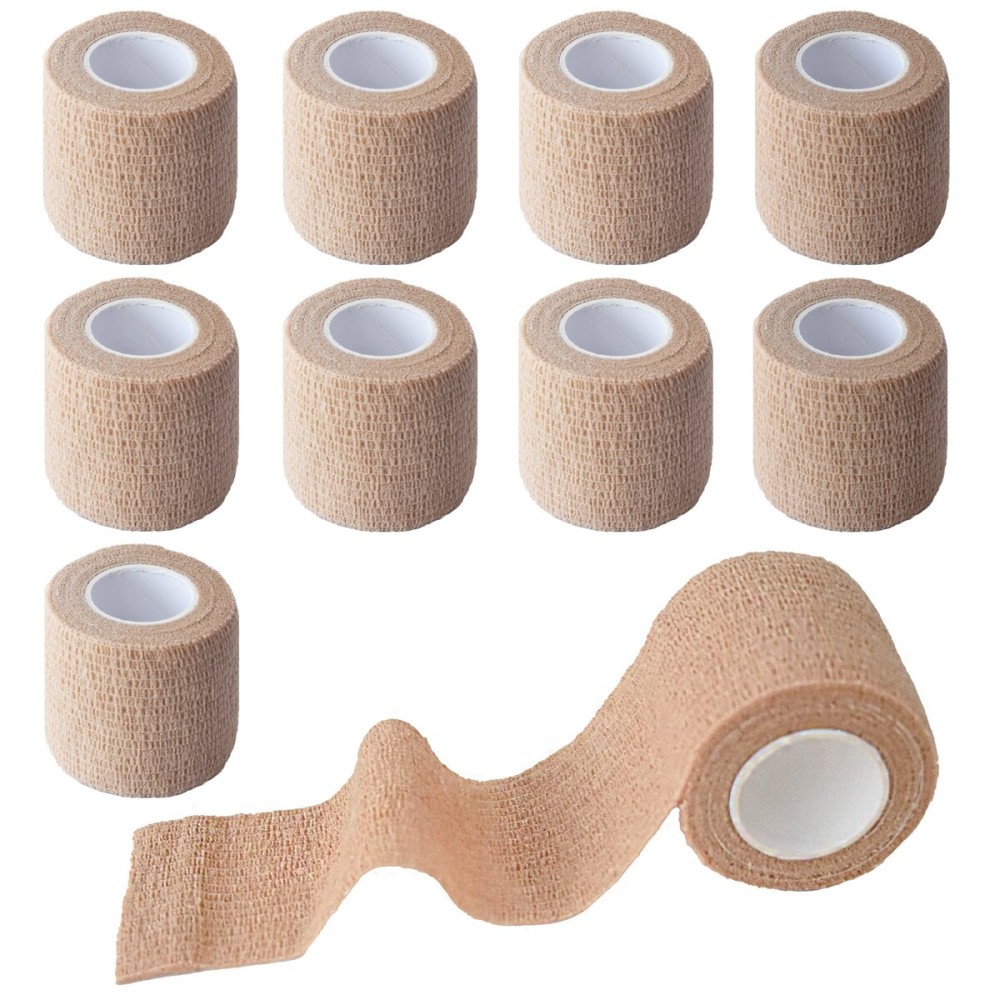 Gondiane 9 Pack 2 x 5 Yards Self Adhesive Bandage Wrap Self Stick Wrap for Ankle, Wrist, Finger, Sports, Breathable Cohesive Vet Tape for Pets (Skin Color)