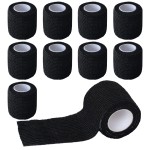 Gondiane 9 Pack 2 x 5 Yards Self Adhesive Bandage Wrap Self Stick Wrap for Ankle, Wrist, Finger, Sports, Breathable Cohesive Vet Tape for Pets (Black)