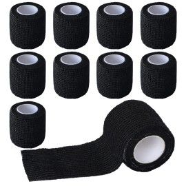 Gondiane 9 Pack 2 x 5 Yards Self Adhesive Bandage Wrap Self Stick Wrap for Ankle, Wrist, Finger, Sports, Breathable Cohesive Vet Tape for Pets (Black)