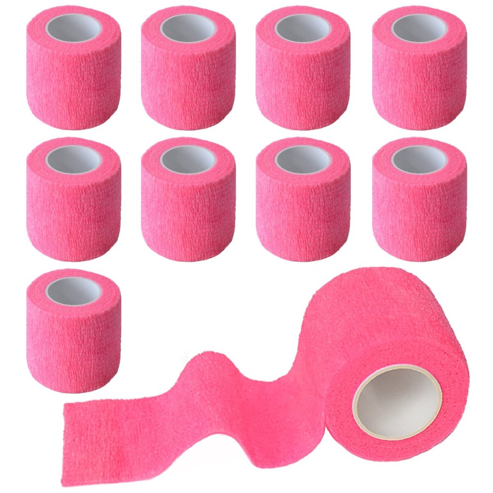 Gondiane 9 Pack 2 x 5 Yards Self Adhesive Bandage Wrap Self Stick Wrap for Ankle, Wrist, Finger, Sports, Breathable Cohesive Vet Tape for Pets (Pink)