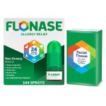 Flonase Allergy Relief Nasal Spray, 24-Hour Non-Drowsy Multi-Symptom Relief 144 Sprays, Bonus Pack of Tissues