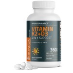 Bronson Vitamin K2 D3 (MK7) Supplement Non-GMO Formula Vitamin D3 5000IU (125 mcg) & 90 mcg K2 MK-7, Easy to Swallow D & K Complex, 360 Tablets