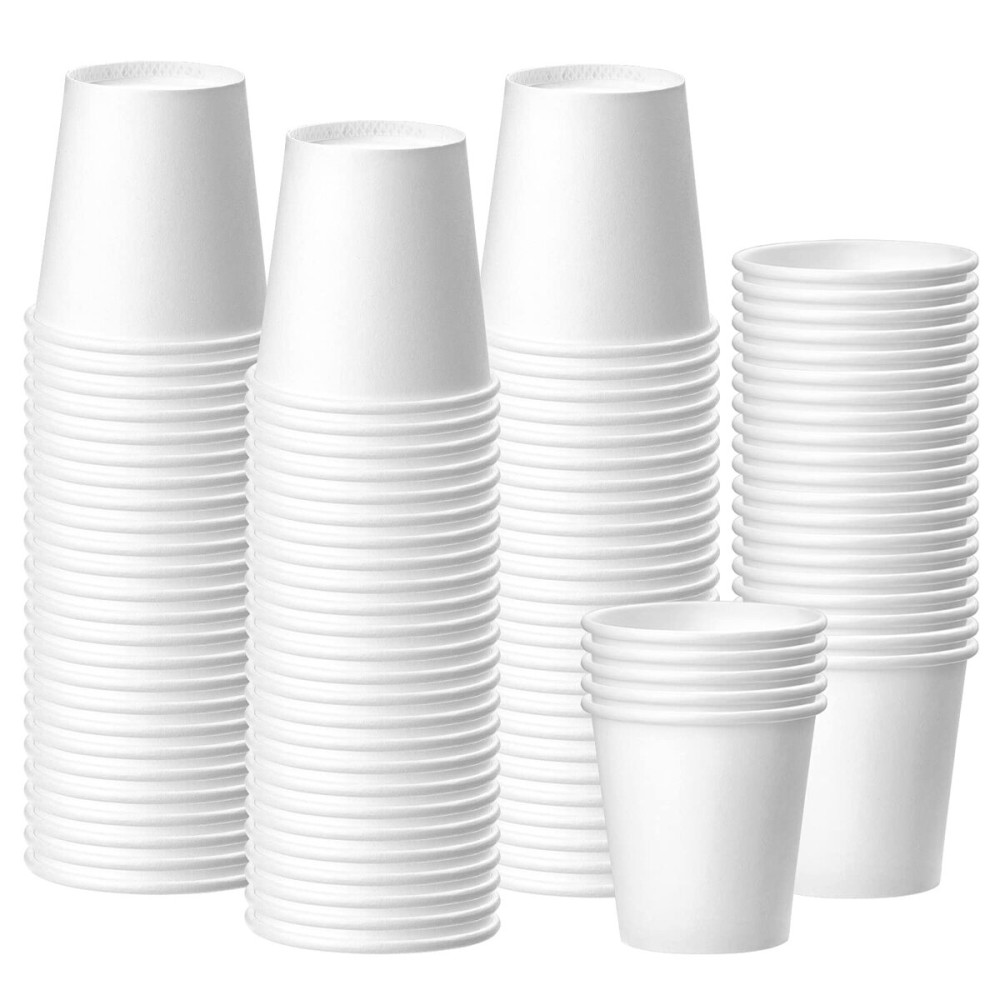 Prgery 100 Pack 3 oz White Paper Cups, Bathroom Cups Disposable,Moushwash Cup Small Snack Cup for Water, Juice, Candy Ideal for Party Bathroom and Office