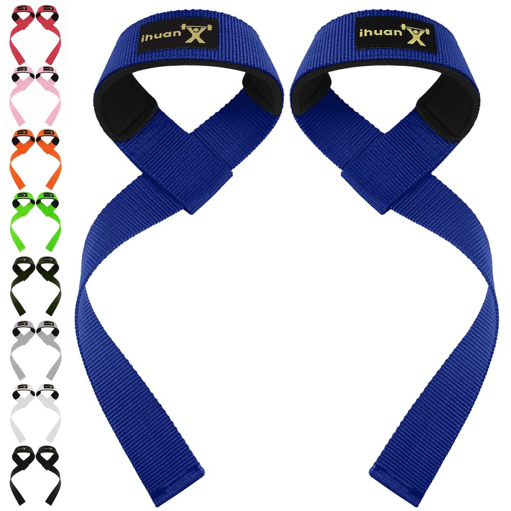 ihuan Lifting Straps for Weightlifting - Wrist Straps for Weightlifting | Gym Wrist Wraps with Extra Hand Grips Support for Strength Training | Bodybuilding | Deadlifting