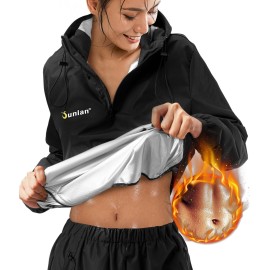 Junlan Sauna Suit for Women Sweat Jacket Gym Workout Vest Sweat Suits for Women (A.Black Tops Only,4X-Large)