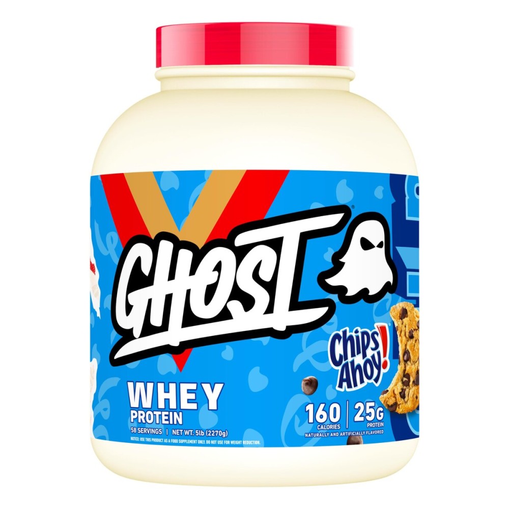 GHOST Whey Protein Powder, Chips Ahoy! - 5LB, 25G of Protein - Chocolate Chip Cookie Flavored Isolate, Concentrate & Hydrolyzed Whey Protein Blend