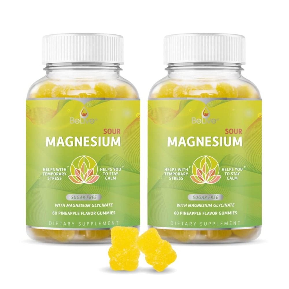 BeLive Magnesium Gummies 200mg - 60 Ct | Magnesium Glycinate Supplements for Relaxation, Stress Relief, and Sleep for Adults & Kids - Tasty and Tangy Pineapple Flavor (2)