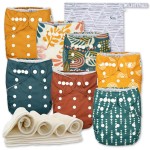 Nora\'s Nursery Cloth Diapers 7 Pack with 7 Inserts & 1 Wet Bag - Waterproof Cover, Washable, Reusable & One Size Adjustable Pocket Diapers for Newborns and Toddlers - The Keys