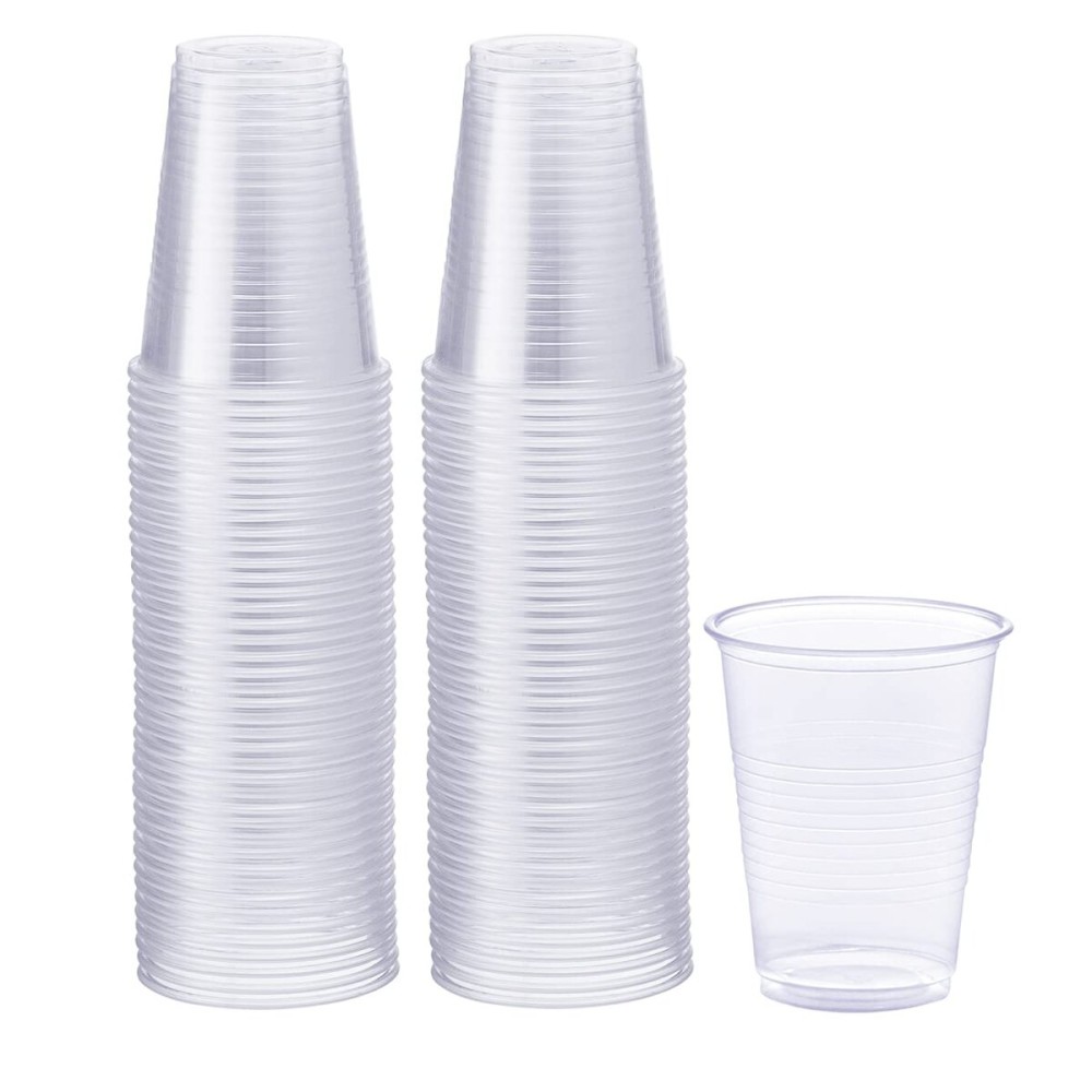 GUSTO Clear Plastic Cups [7 oz - 100 Count] - Mini Disposable Drinking Cups for Parties, Events, & Everyday Use - Crystal Clear, BPA-Free, Durable Polypropylene (Formerly Comfy Package)