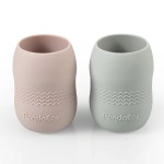 PandaEar (2 Pack 100% Tiny Silicone Drinking Training Cup for Baby and Toddler (Pink/Grey)