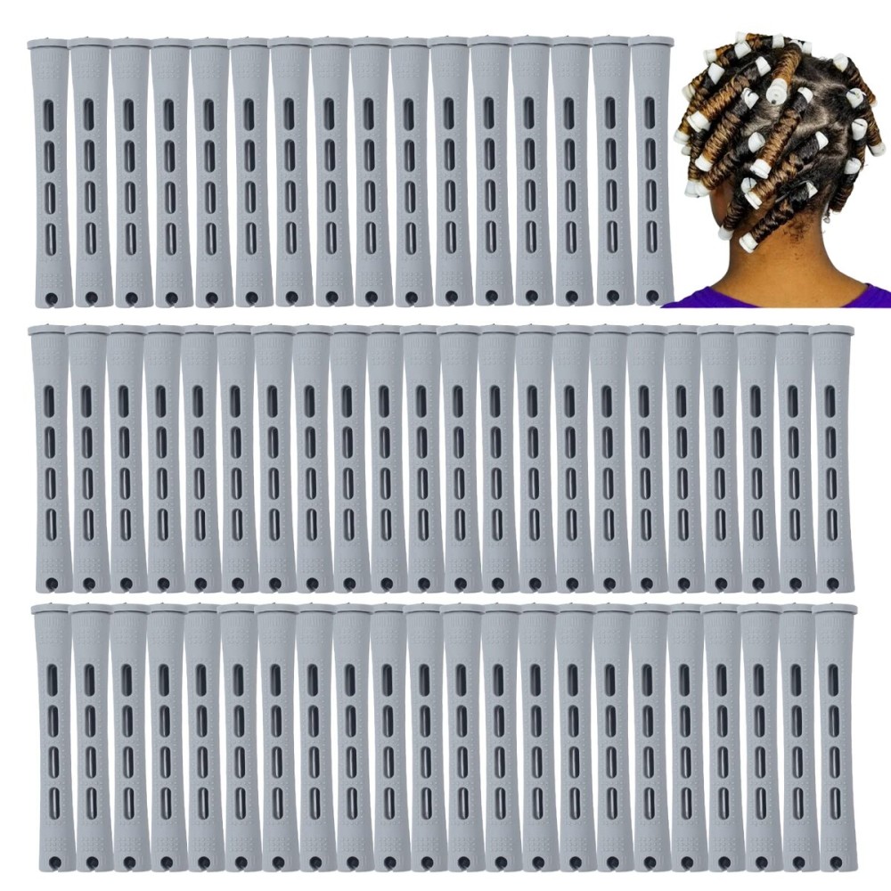 Perm Rods,60 pcs Hair Rollers for Natural Hair Long Short Styling Tool Curlers Small Size 0.59 inch Gray Color