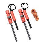 AOFAR Fire Starter AF-381 Plus Fire Steel 5-in-1 for Camping, Hiking, Hunting, Backpacking, Boating, Outdoor Magnesium Survival Rod with Fire Paracord, Compass and Whistle, Waterproof (2-Pack)