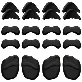 Geyoga 12 Pairs Heel Grips Liner Cushions Inserts for Loose Shoes Heel Pads Metatarsal Pads and Adjustable Toe Filler Inserts for Shoes Too Big Women Men Prevent Heel Pain Blisters(Simple Style)
