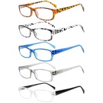 VIDEBLA 5 Pack Computer Reading Glasses Men and Women Anti Eyestrain Blue Light Blocking Glasses for Reading (5 mix-4, 2.0)