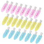 Wobe 24pcs Creaseless Hair Clips No Bend Hair Clips No Crease Hair Clip for Curl Hairstyle Bangs Makeup Application Hairdressing Hairpins Styling Clips for Salon Barber (Translucent Pink Blue Yellow)