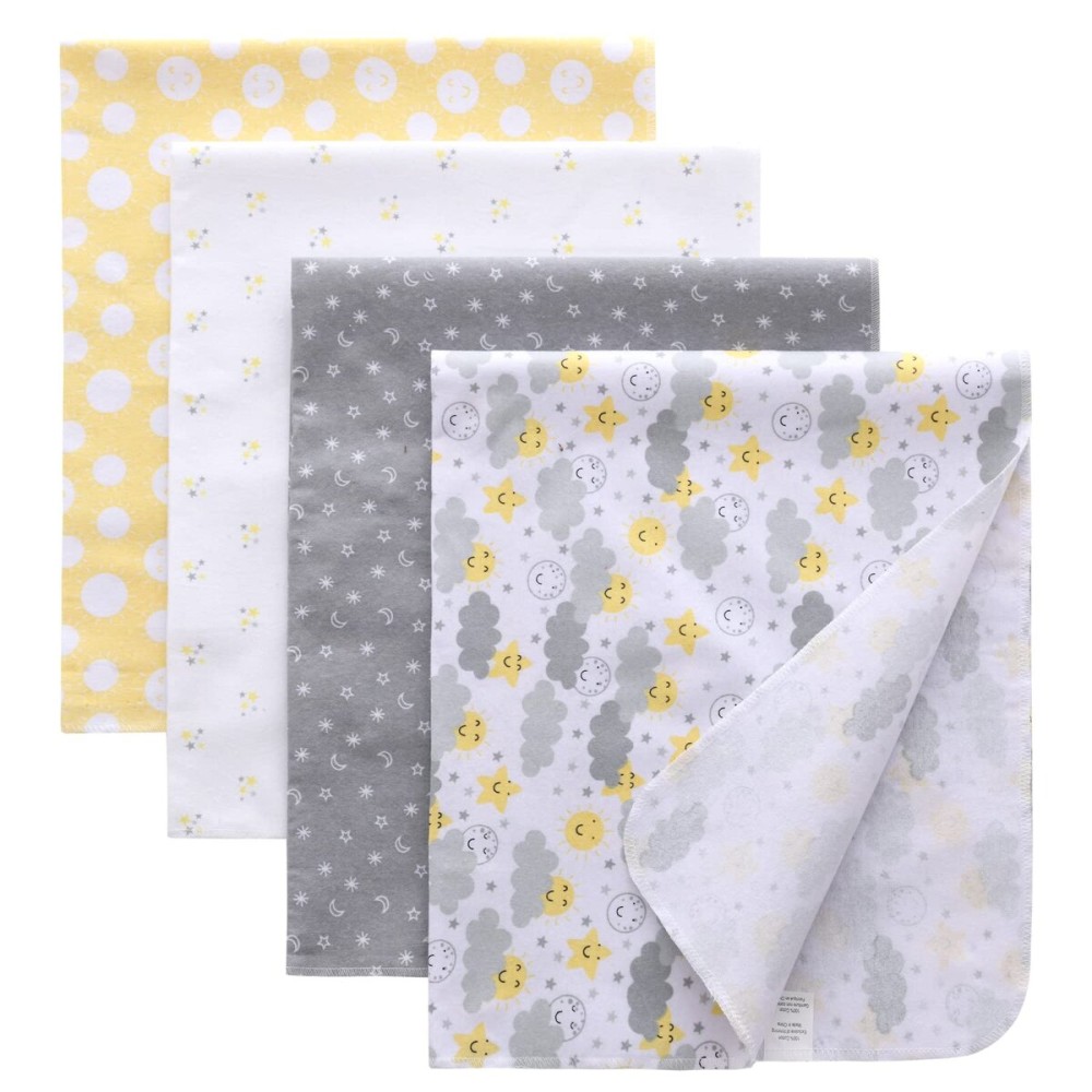 Gina Era Flannel Receiving Blankets, Baby Swaddle Blankets 100% Cotton 4 Pcs One Size 30 X 30 Inch for Baby Boy or Baby Girl (Style8)