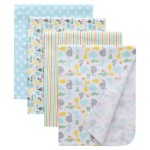 Gina Era Flannel Receiving Blankets, Baby Swaddle Blankets 100% Cotton 4 Pcs One Size 30 X 30 Inch for Baby Boy or Baby Girl (Style3)