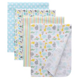 Gina Era Flannel Receiving Blankets, Baby Swaddle Blankets 100% Cotton 4 Pcs One Size 30 X 30 Inch for Baby Boy or Baby Girl (Style3)