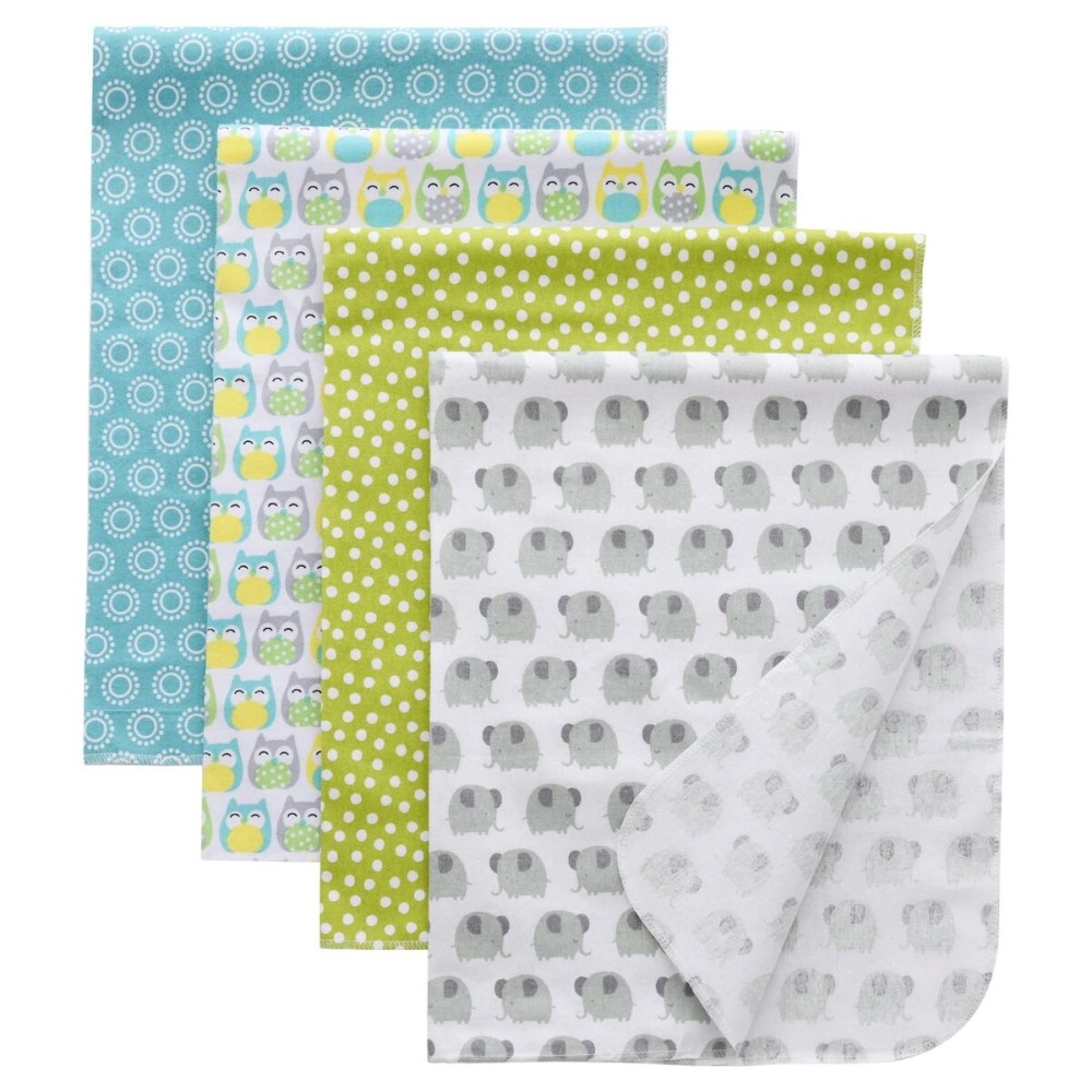 Gina Era Flannel Receiving Blankets, Baby Swaddle Blankets 100% Cotton 4 Pcs One Size 30 X 30 Inch for Baby Boy or Baby Girl (Style12)