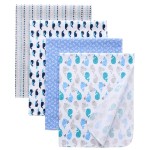Gina Era Flannel Receiving Blankets, Baby Swaddle Blankets 100% Cotton 4 Pcs One Size 30 X 30 Inch for Baby Boy or Baby Girl (Style5)