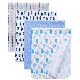 Gina Era Flannel Receiving Blankets, Baby Swaddle Blankets 100% Cotton 4 Pcs One Size 30 X 30 Inch for Baby Boy or Baby Girl (Style5)