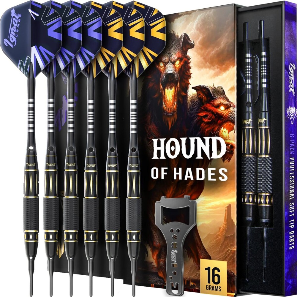 IgnatGames Premium Soft Tip Darts - 6/12 Pack Brass Barrels with Aluminum Shafts, 16 GlideXPro Flight Set, Tool Kit, Giftable Case & 100 Extra Tips