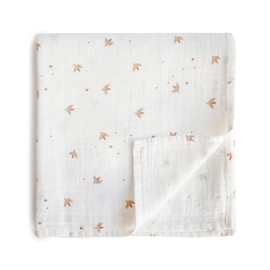 mushie Muslin Baby Swaddle Blanket | 100% Organic Cotton (Sparrow)