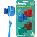 Mspan Toothbrush Head Cover Cap: Tooth Brush Protector Cute Plastic Clip Pod Compatible with Standard & Electric Toothbrush - Travel Case for Traveling & Home - 4 Packs