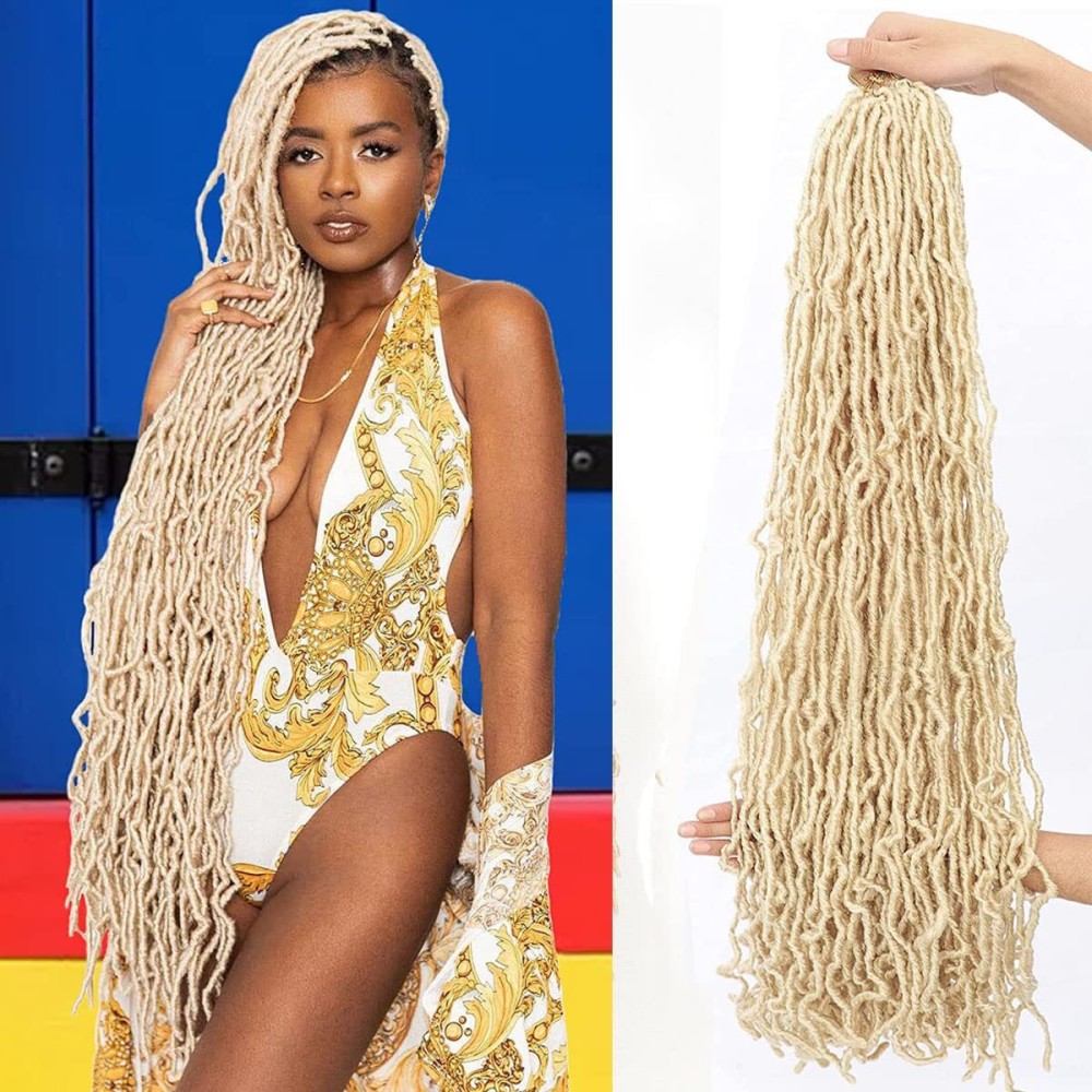 36 Inch 1 Packs Soft Locs Blonde 613 Color Crochet Hair Pre Extended Long New Faux Locs Pre-looped Super Lightweight Synthetic Crochet Hair Braids For Black Women (36inch, 1pack, Blonde)