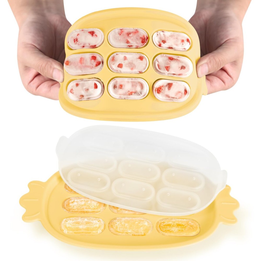 Haakaa Baby Popsicle Mold - Baby Food Maker & Breastmilk Teething Freezer Tray - BPA Free Silicone-Yellow